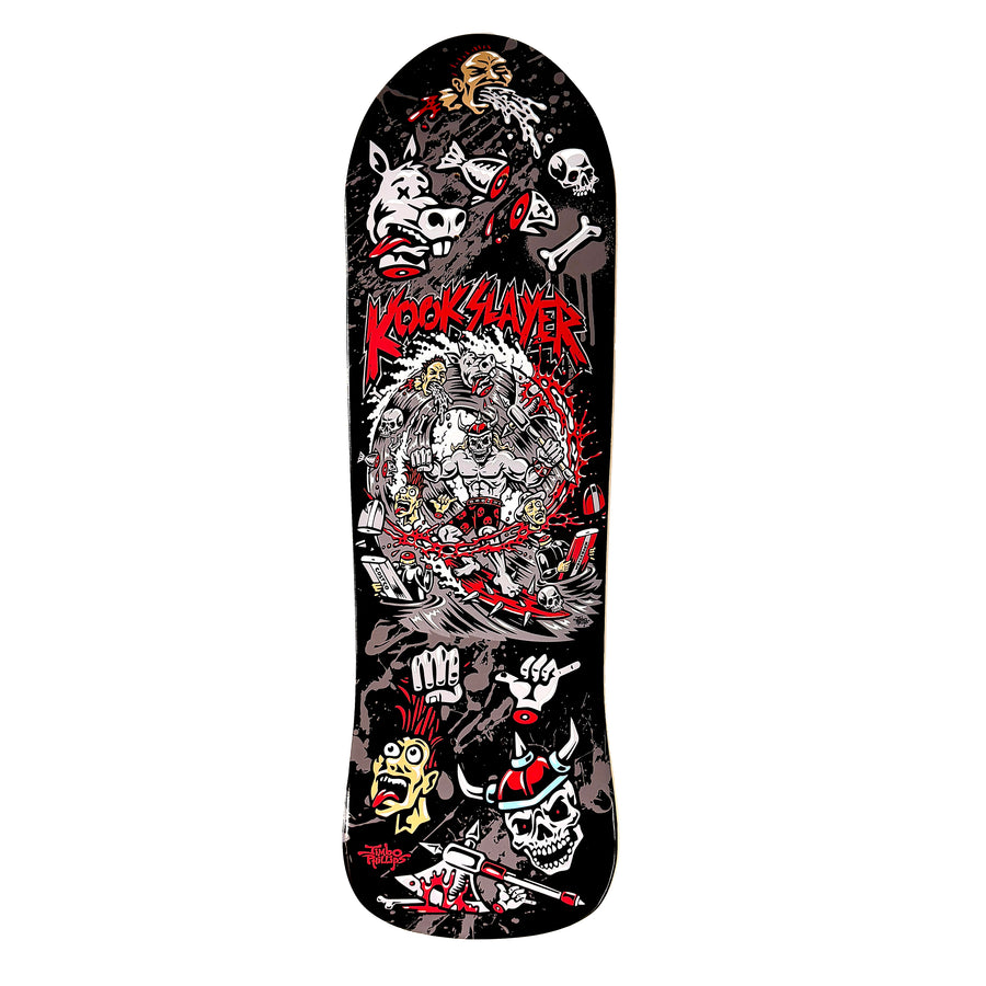 Old School Skate Deck with Jimbo Phillips artwork: a skull warrior in a breaking wave under red Kookslayer lettering